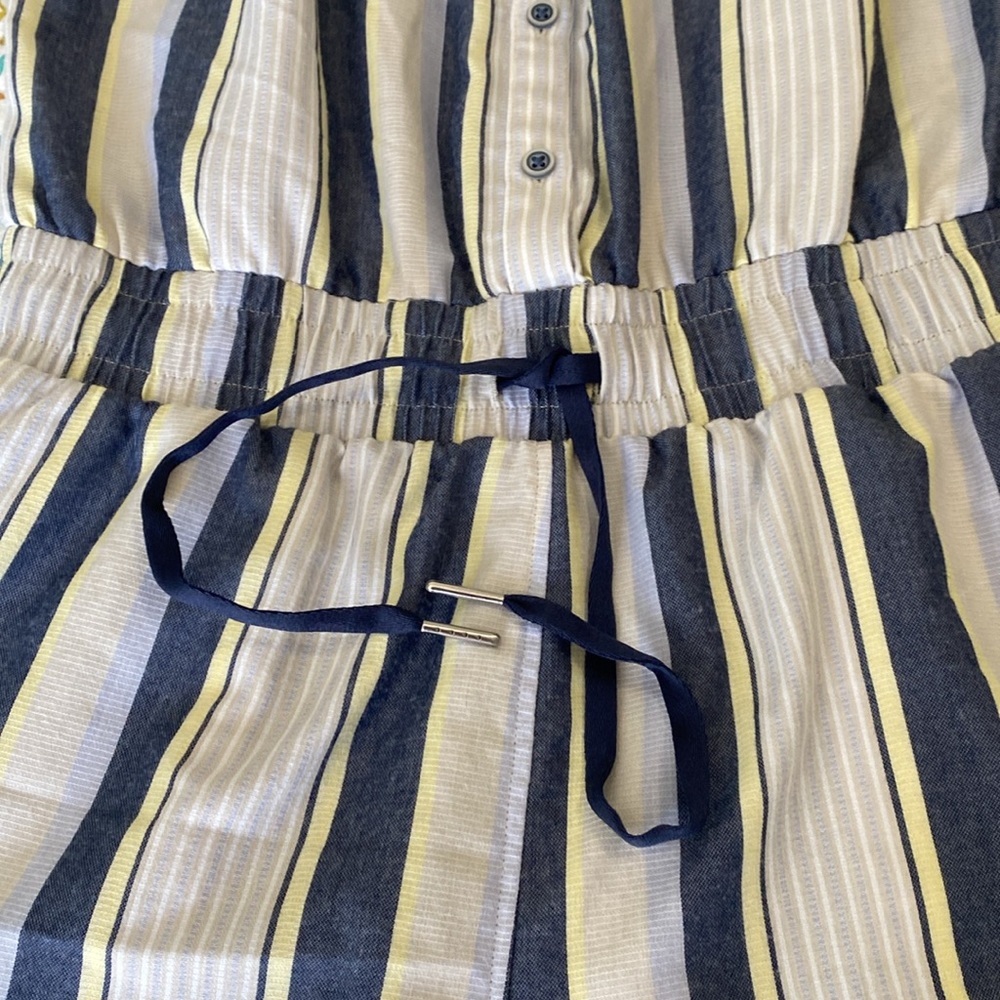 Travis Mathew Lucky Loo Twill Tie Waist Romper Striped - M - Picture 8 of 14